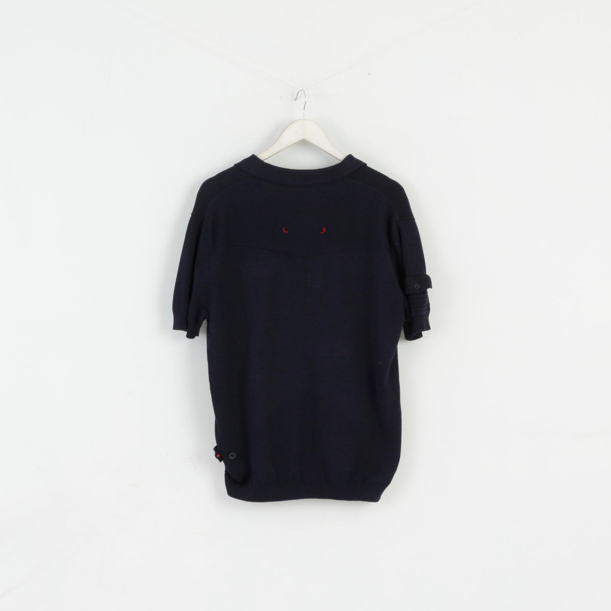 Luke 1977 Polo XL pour homme en coton bleu marine avec boutons détaillés et haut extensible