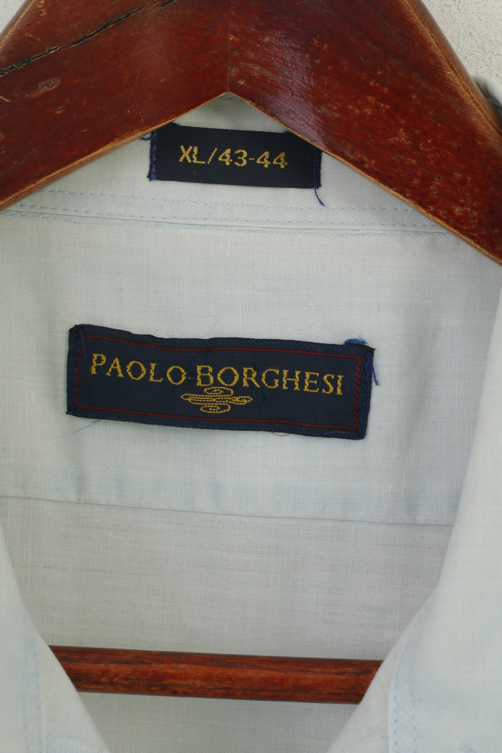 Paolo Borghesi Camicia casual da uomo XL Top estivo con tasca a righe in cotone vintage blu