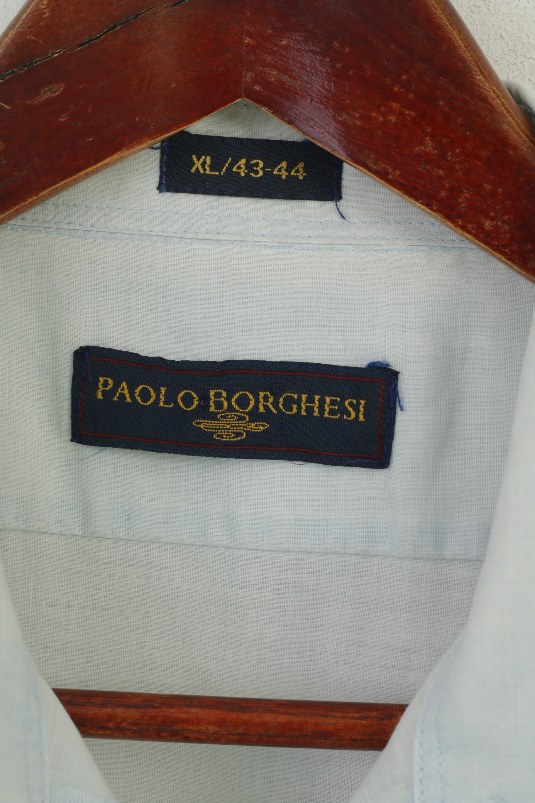 Paolo Borghesi Camicia casual da uomo XL Top estivo con tasca a righe in cotone vintage blu