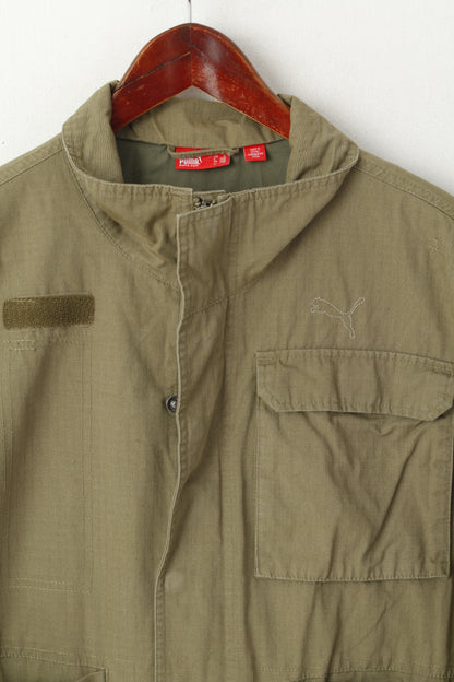 Puma Men M Jacket Khaki Cotton Lightweight Military Full Zipper Casual Top