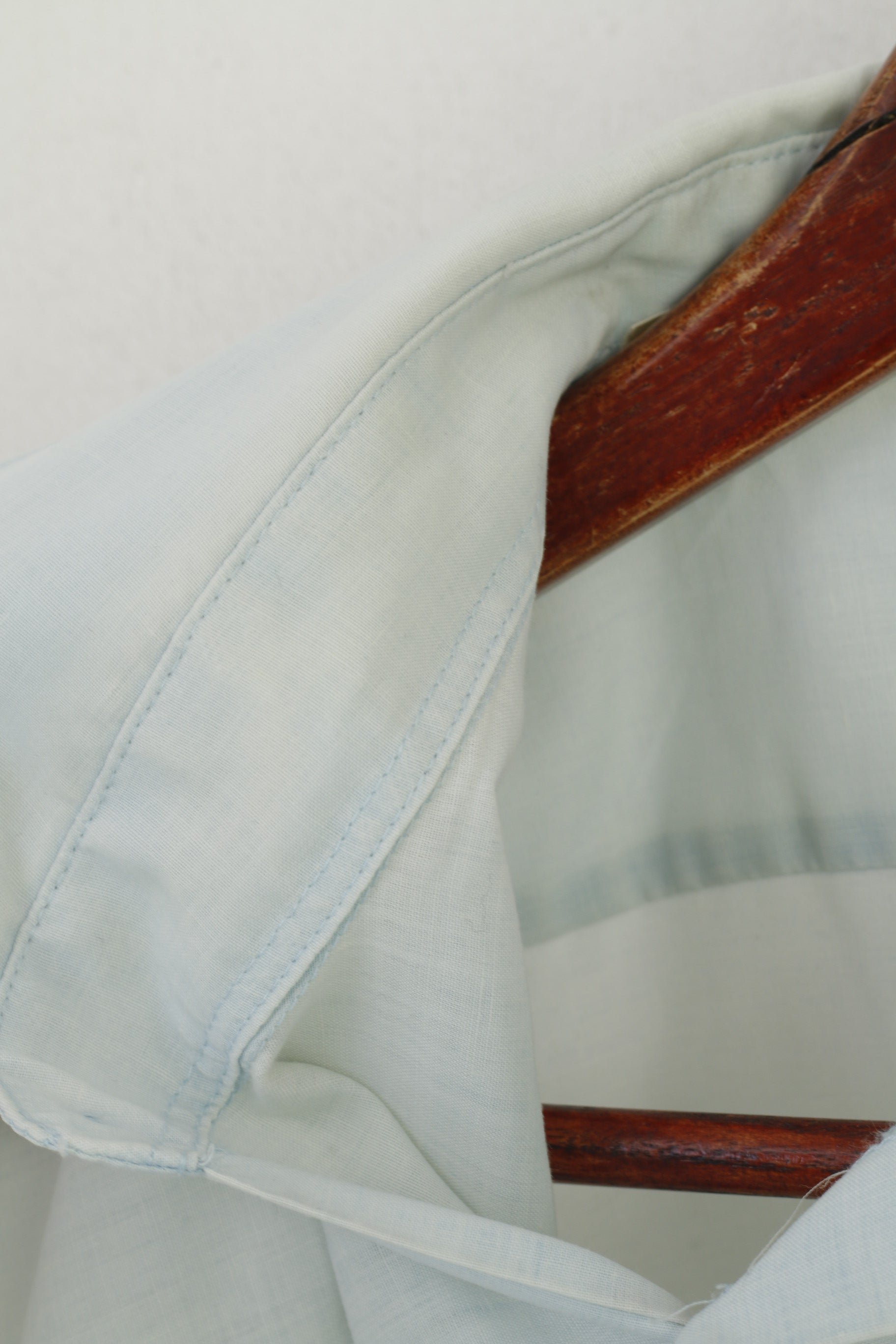 Paolo Borghesi Camicia casual da uomo XL Top estivo con tasca a righe in cotone vintage blu