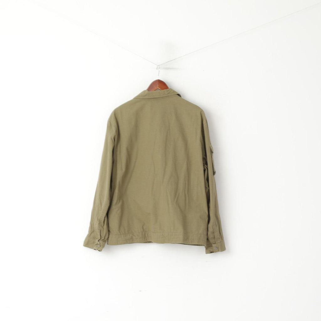 Giacca Puma da uomo M in cotone kaki, leggero, militare, con cerniera intera, top casual