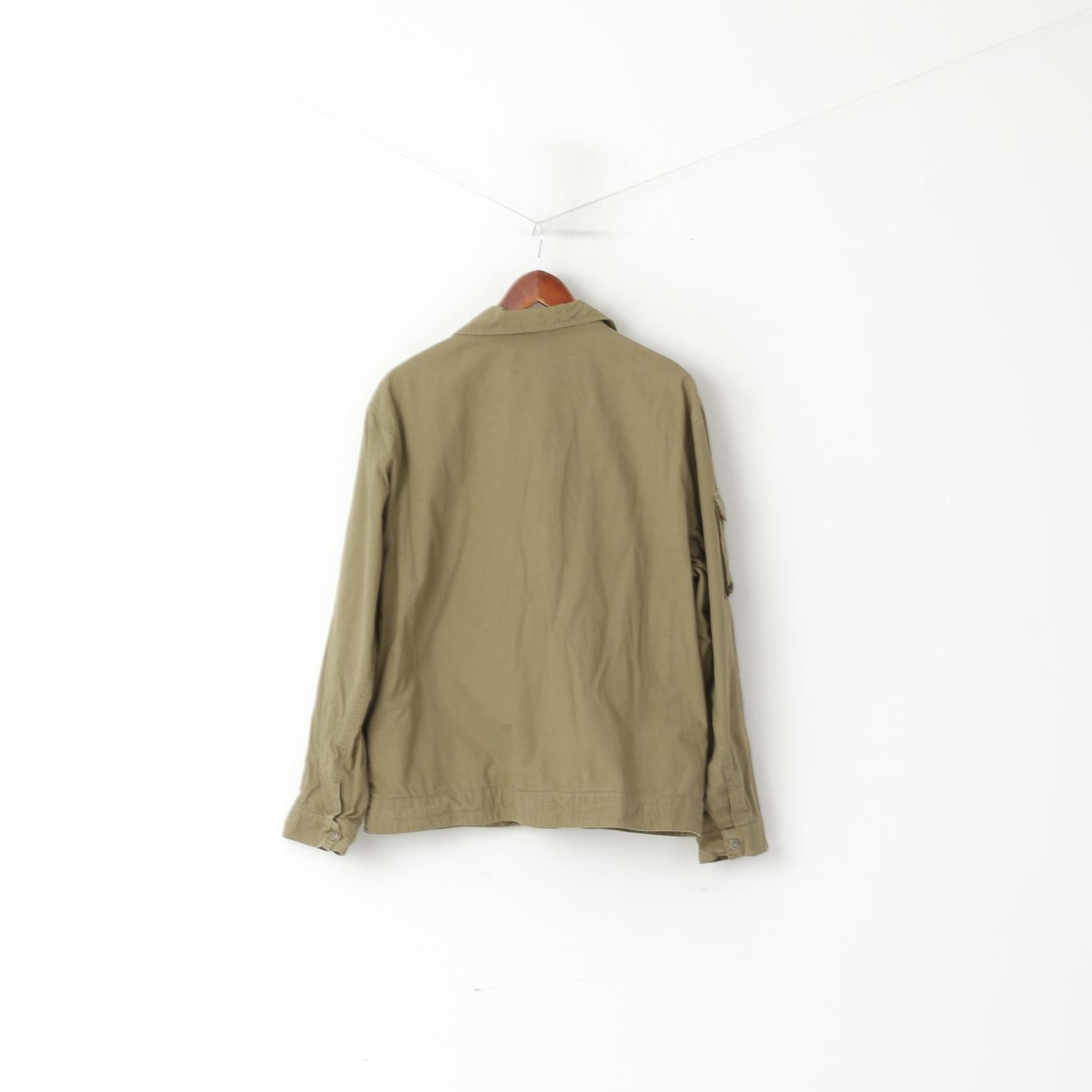 Giacca Puma da uomo M in cotone kaki, leggero, militare, con cerniera intera, top casual