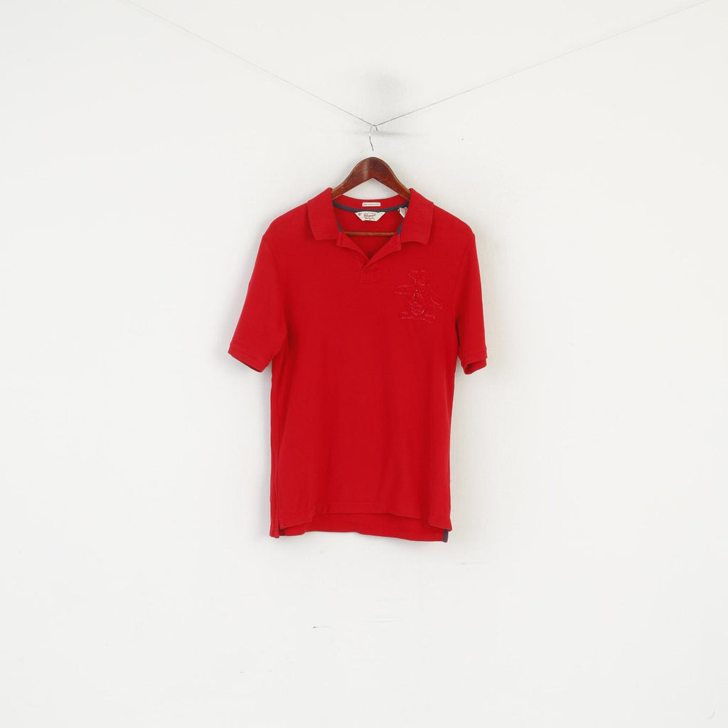 Penguin Men S Polo Shirt Red Cotton Heritage Slim Fit Stretch Short Sleeve Top
