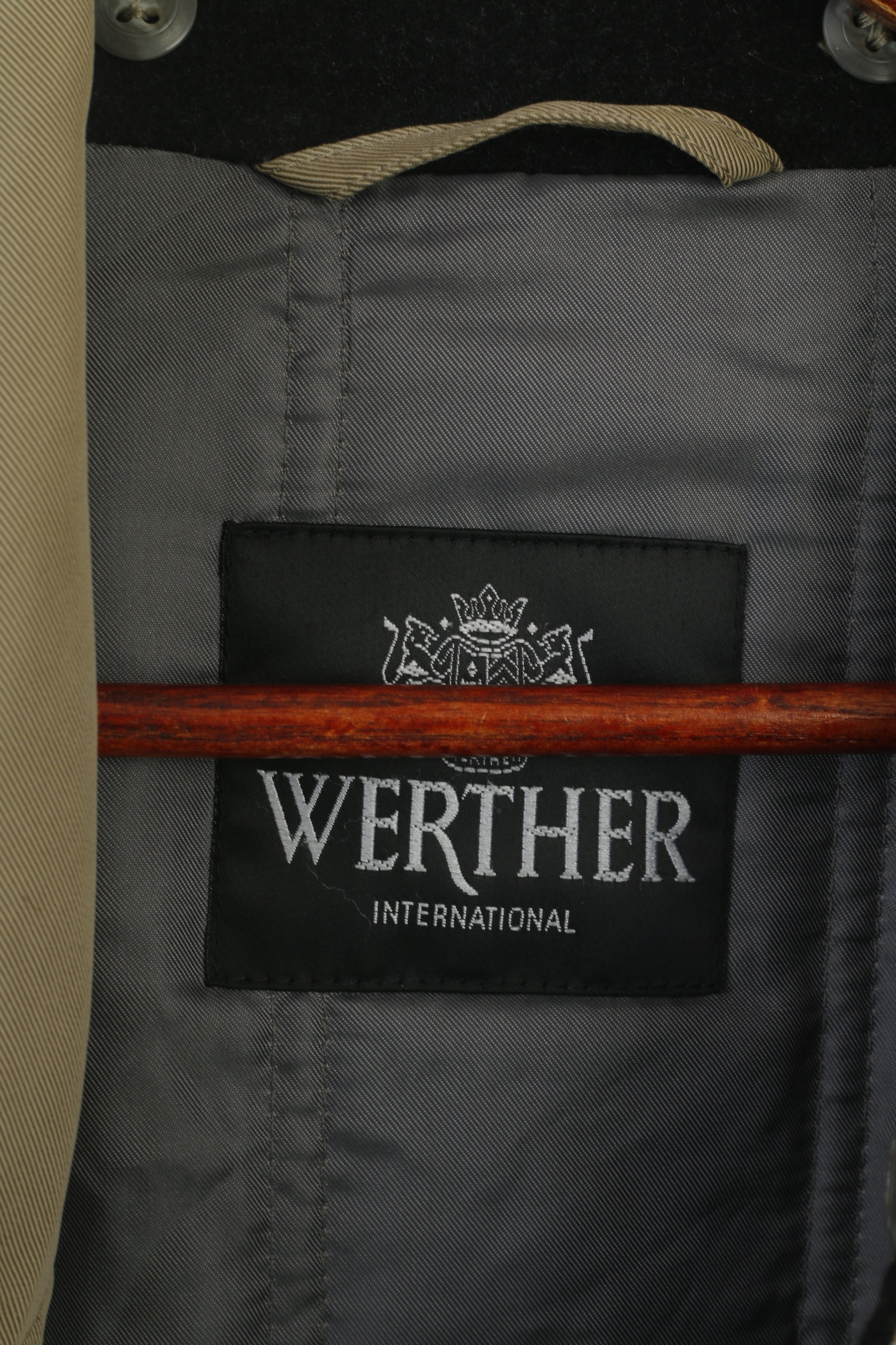 Werther International Men 52 L Coat Khaki Cotton Trench Lined Vintage Raincoat