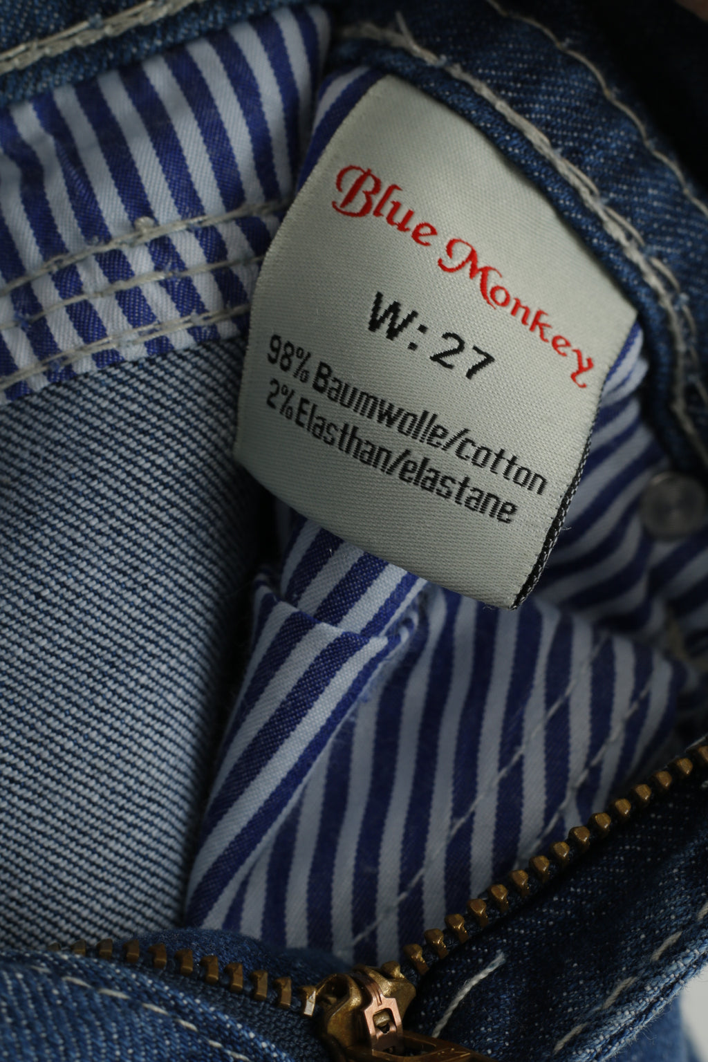 Blue Monkey Femme 27 Pantalon Jeans Pantalon Bleu En Coton Stretch Brodé