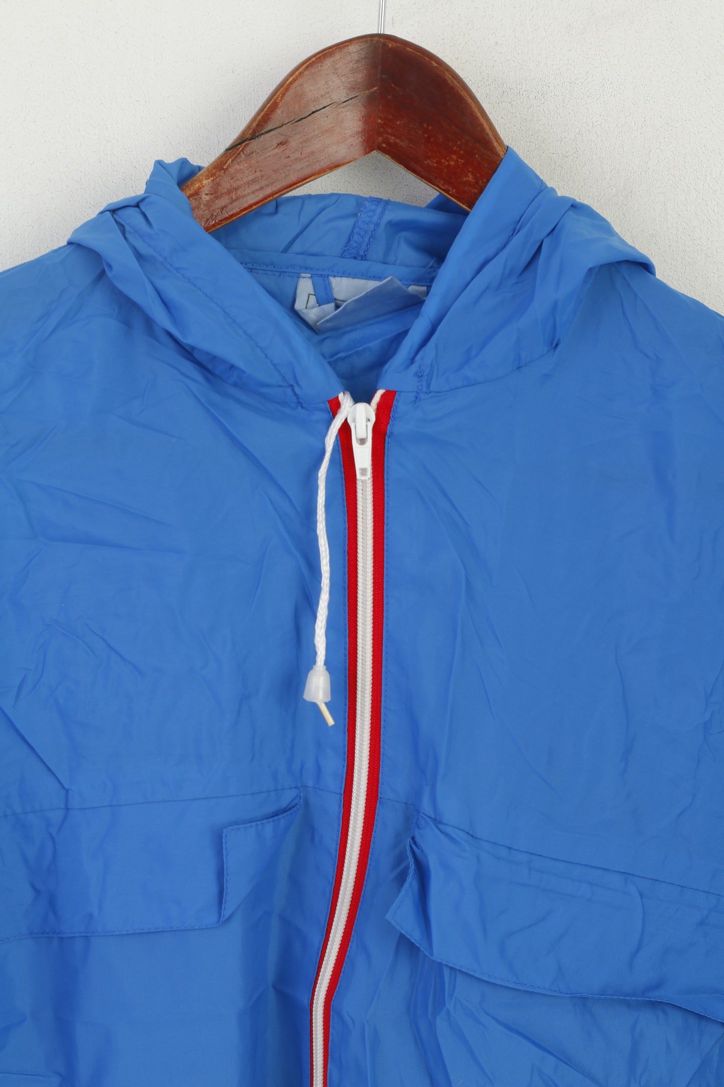 Vintage Men S Jacket Blue Nylon Waterproof Hooded Full Zip Rain Top