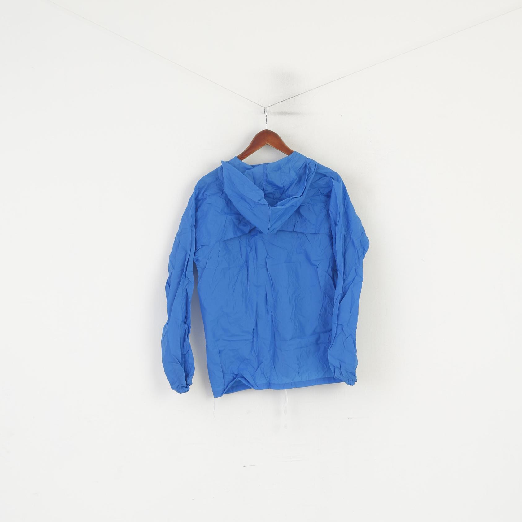 Vintage Men S Jacket Blue Nylon Waterproof Hooded Full Zip Rain Top