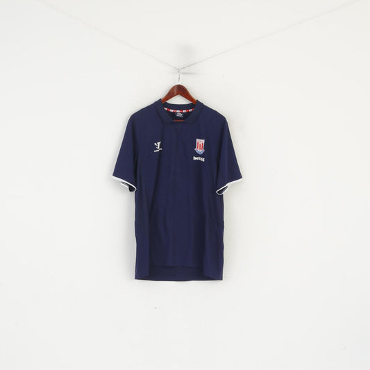 Polo Warrior Stoke City da uomo 2XL Navy Football The Potters Jersey Sport Top