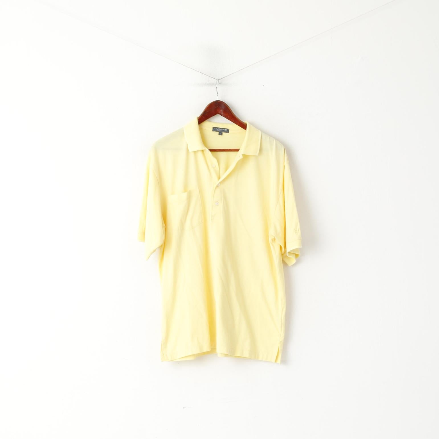 Lyle & Scott Scotland Men L Polo Shirt Yellow Cotton Detailed Buttons Short Sleeve Top