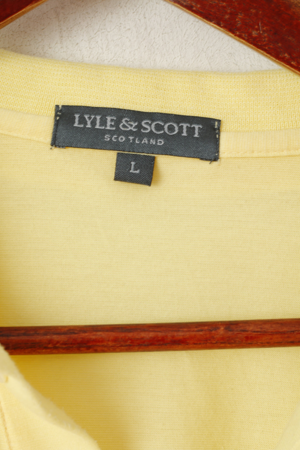 Lyle & Scott Scotland Men L Polo Shirt Yellow Cotton Detailed Buttons Short Sleeve Top