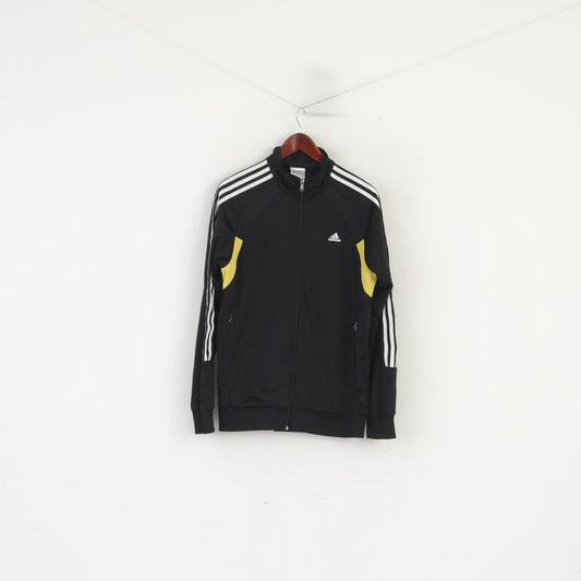 Felpa Adidas da uomo 42/44 M nera lucida vintage con cerniera completa per abbigliamento sportivo
