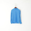 Puma Men M Long Sleeved Shirt Blue Activewear Zip Neck Sportswear Top