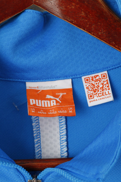 Puma Men M Long Sleeved Shirt Blue Activewear Zip Neck Sportswear Top