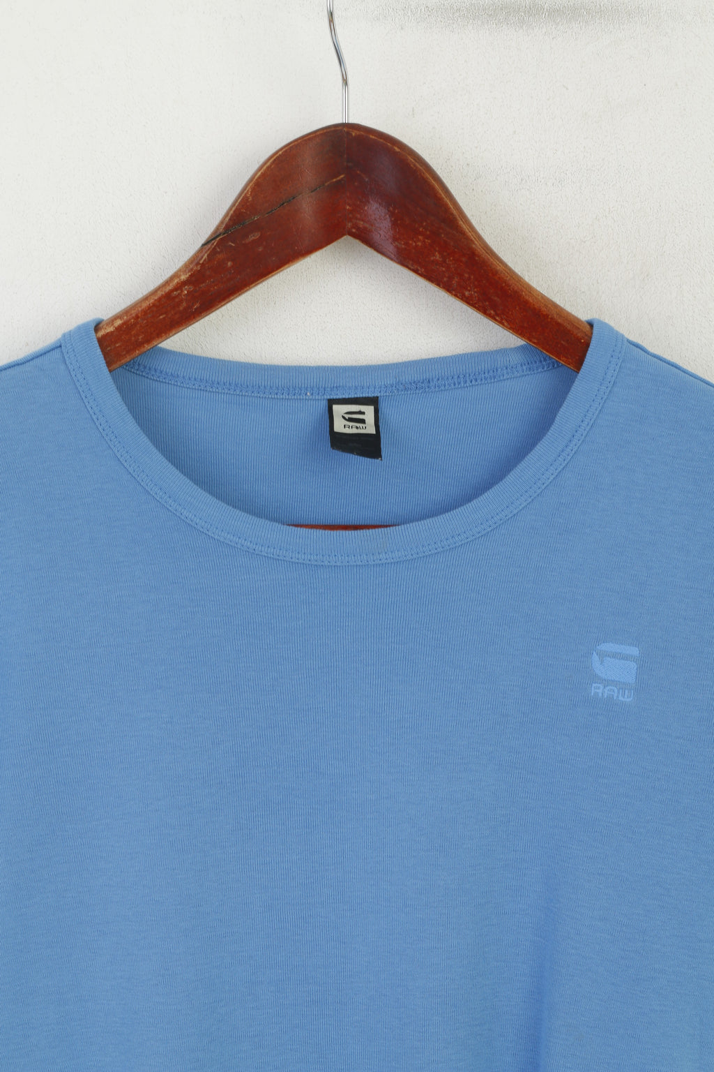 G-Star Raw Women S Shirt Blue Cotton Crew Neck Stretch Logo Basic Top