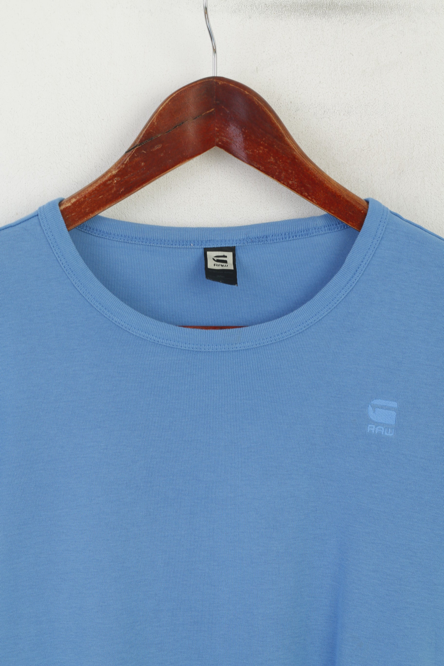 G-Star Raw Women S Shirt Blue Cotton Crew Neck Stretch Logo Basic Top