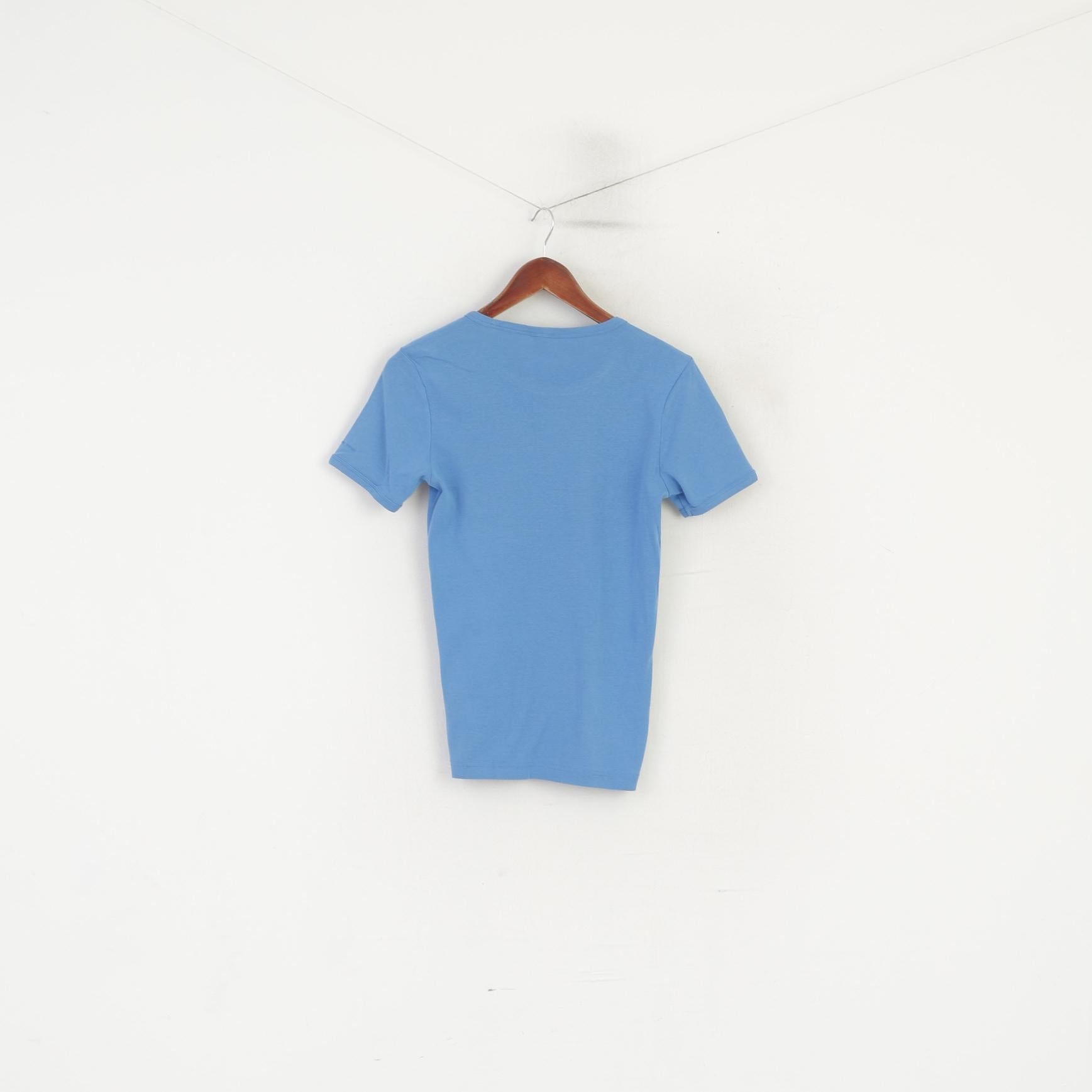 G-Star Raw Women S Shirt Blue Cotton Crew Neck Stretch Logo Basic Top