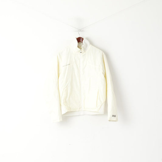 Giacca Helly Hansen Wome L Bomber color crema in nylon impermeabile con motivo floreale corto HH