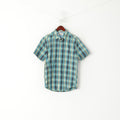 Penguin Men S Casual Shirt Blue Cotton Heritage Slim Fit Checkered Short Sleeve