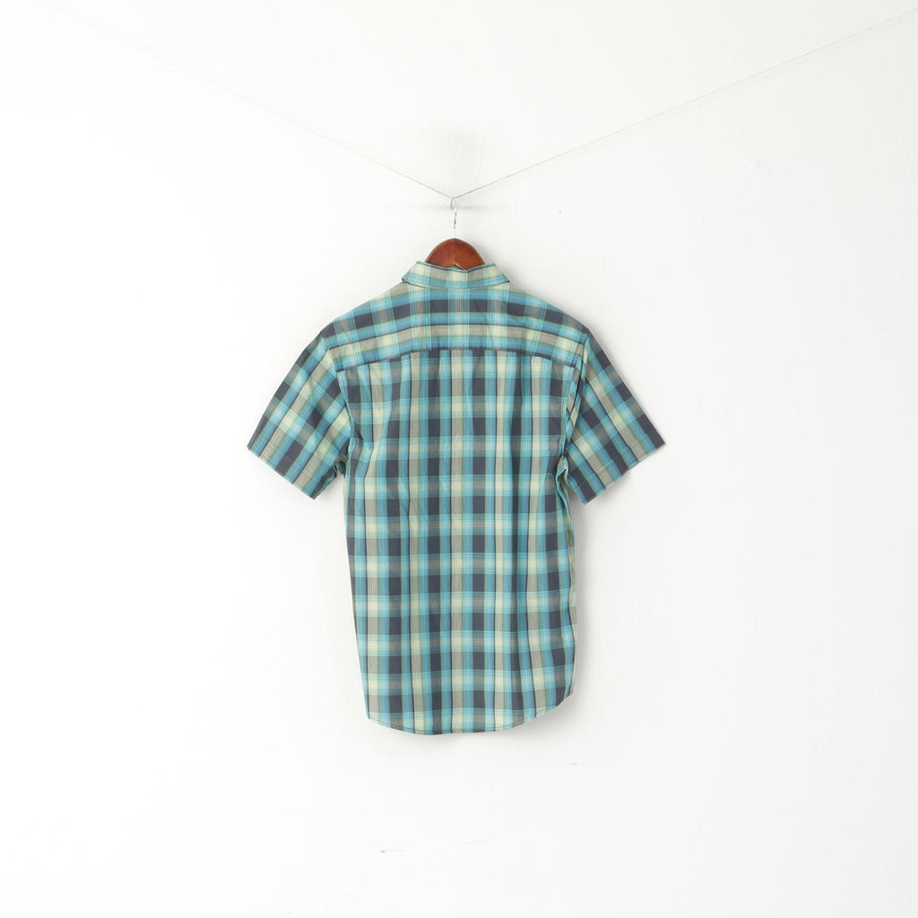 Penguin Men S Casual Shirt Blue Cotton Heritage Slim Fit Checkered Short Sleeve