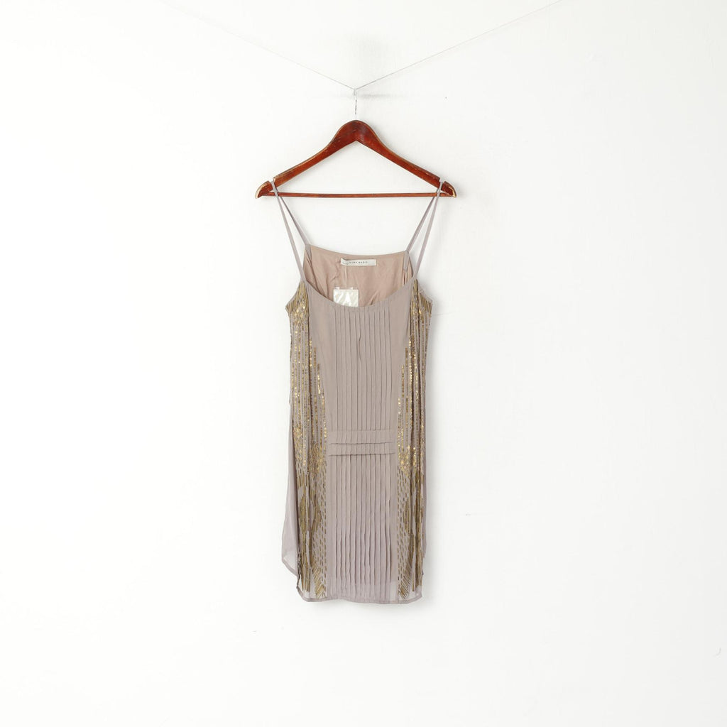 New Zara Basic Women S Tunic Taupe Viscose Spaghetti Strap Sequins Shirt