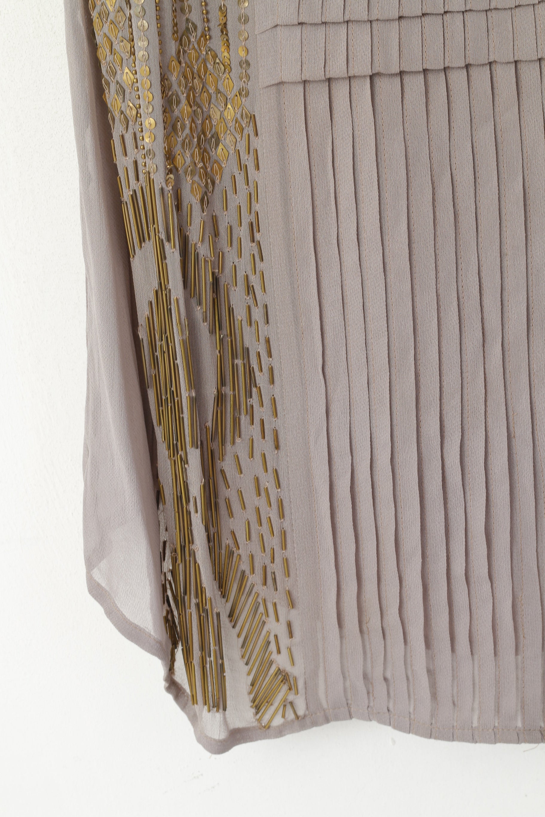 New Zara Basic Women S Tunic Taupe Viscose Spaghetti Strap Sequins Shirt