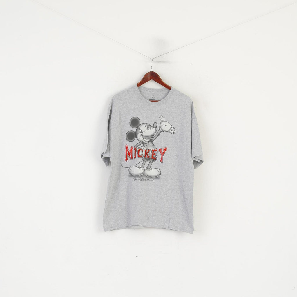 Walt Disney World By Hanes T-shirt da uomo XL Topolino vintage con grafica in cotone grigio