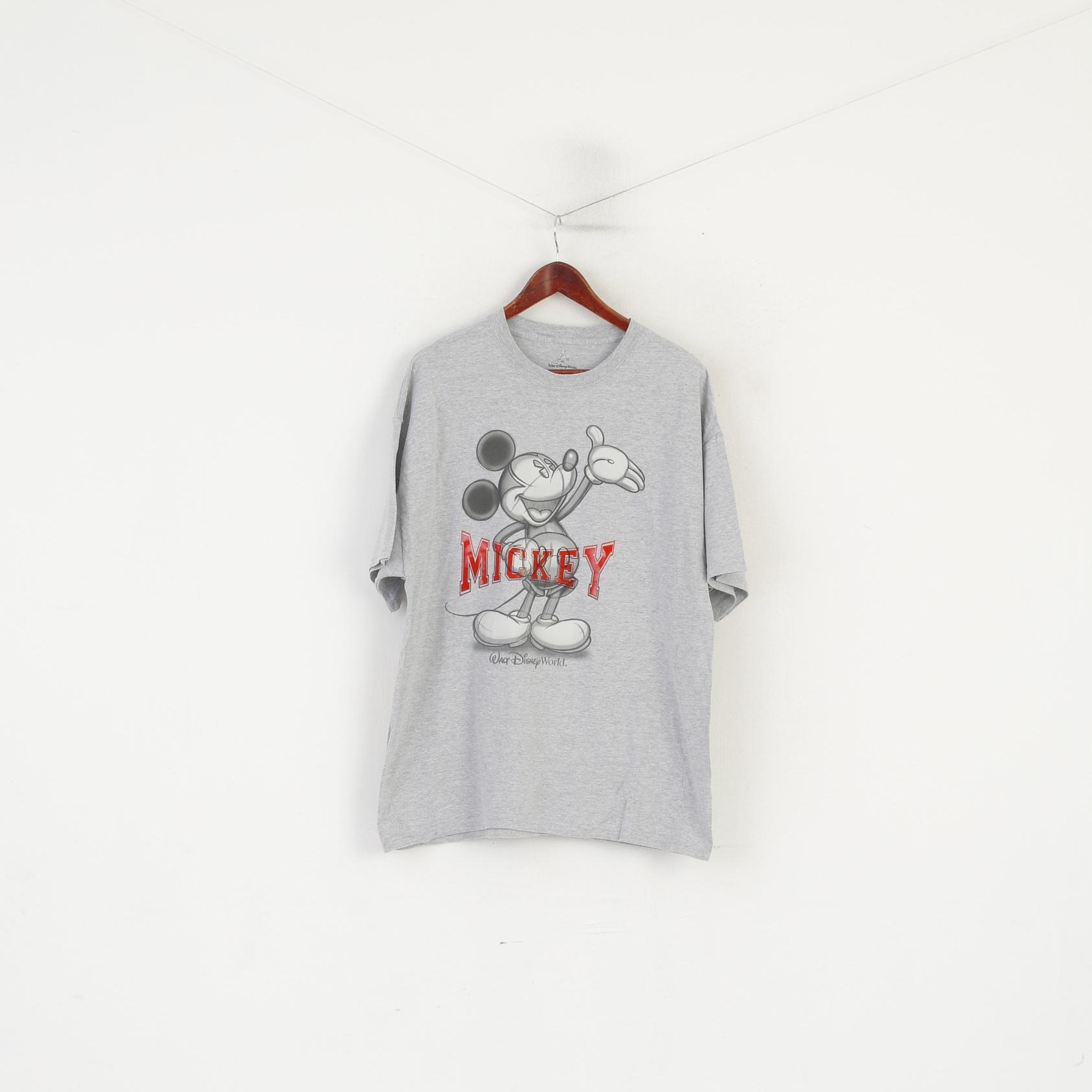 Walt Disney World By Hanes T-shirt da uomo XL Topolino vintage con grafica in cotone grigio