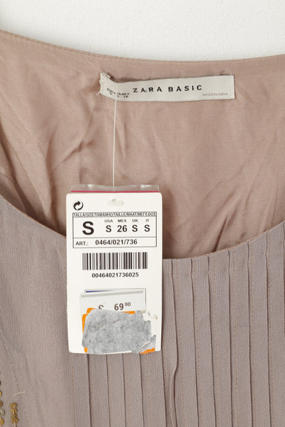 New Zara Basic Women S Tunic Taupe Viscose Spaghetti Strap Sequins Shirt