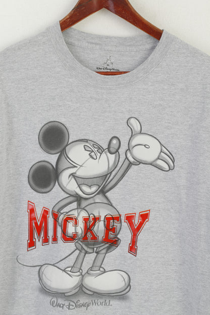 Walt Disney World By Hanes Hommes XL T-Shirt Gris Coton Graphique Mickey vintage Top