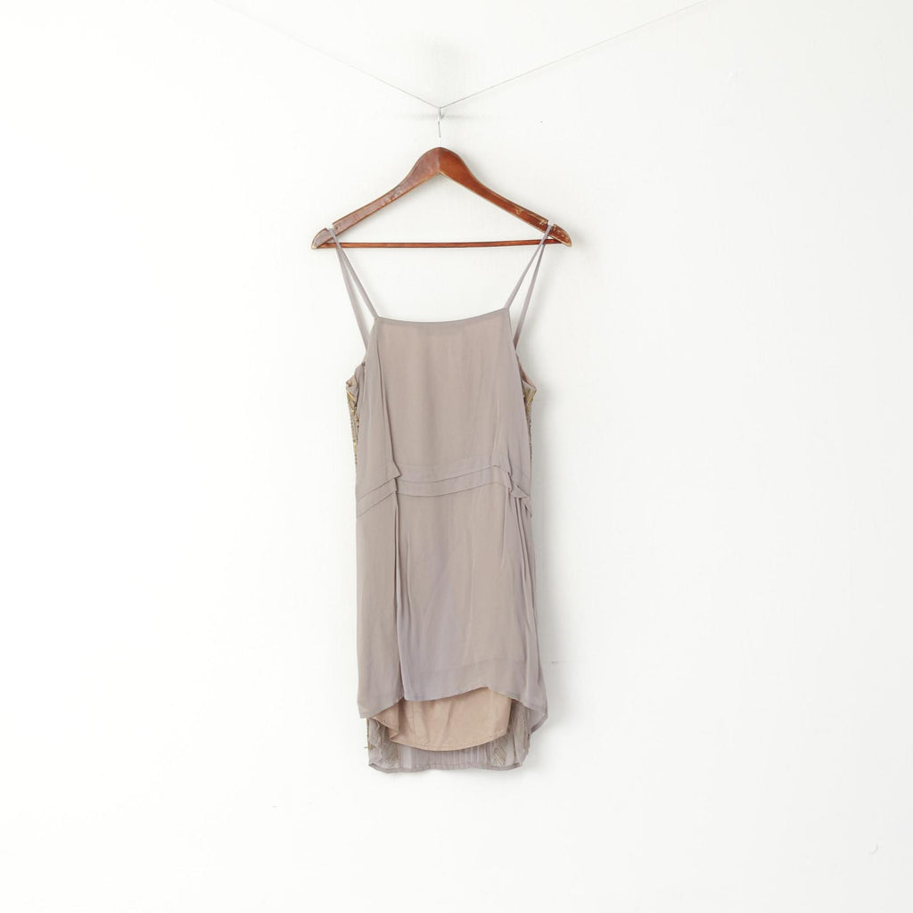 New Zara Basic Women S Tunic Taupe Viscose Spaghetti Strap Sequins Shirt