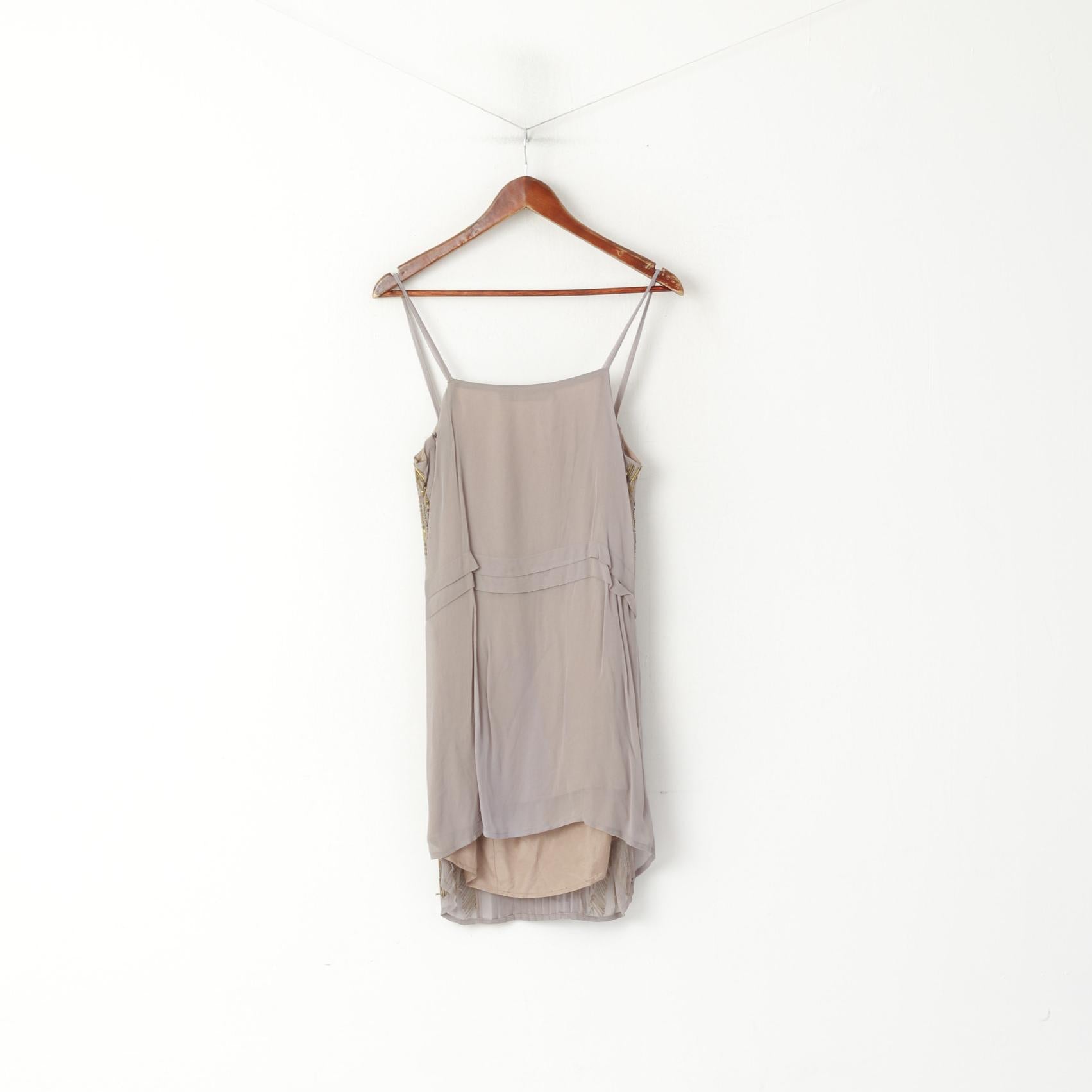 New Zara Basic Women S Tunic Taupe Viscose Spaghetti Strap Sequins Shirt