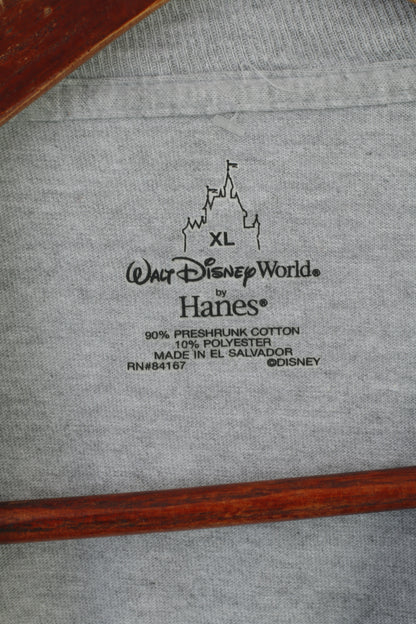 Walt Disney World By Hanes Hommes XL T-Shirt Gris Coton Graphique Mickey vintage Top