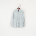 Gant Men 2XL Casual Shirt Green Blue Check Egyptian Cotton Regular Long Sleeve Top