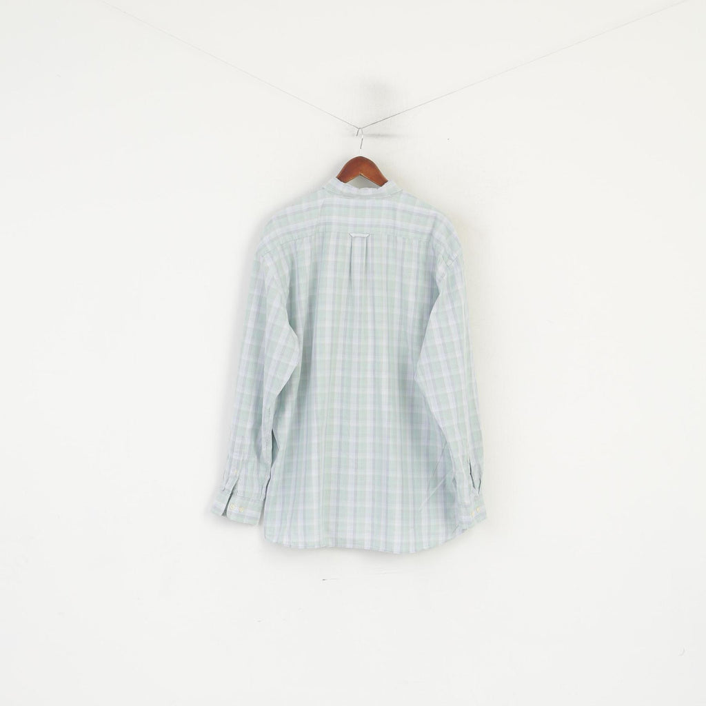 Gant Men 2XL Casual Shirt Green Blue Check Egyptian Cotton Regular Long Sleeve Top