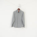Hugo Boss Men L (M) Casual Shirt Grey Striped Cotton Hidden Buttons Long Sleeve Top