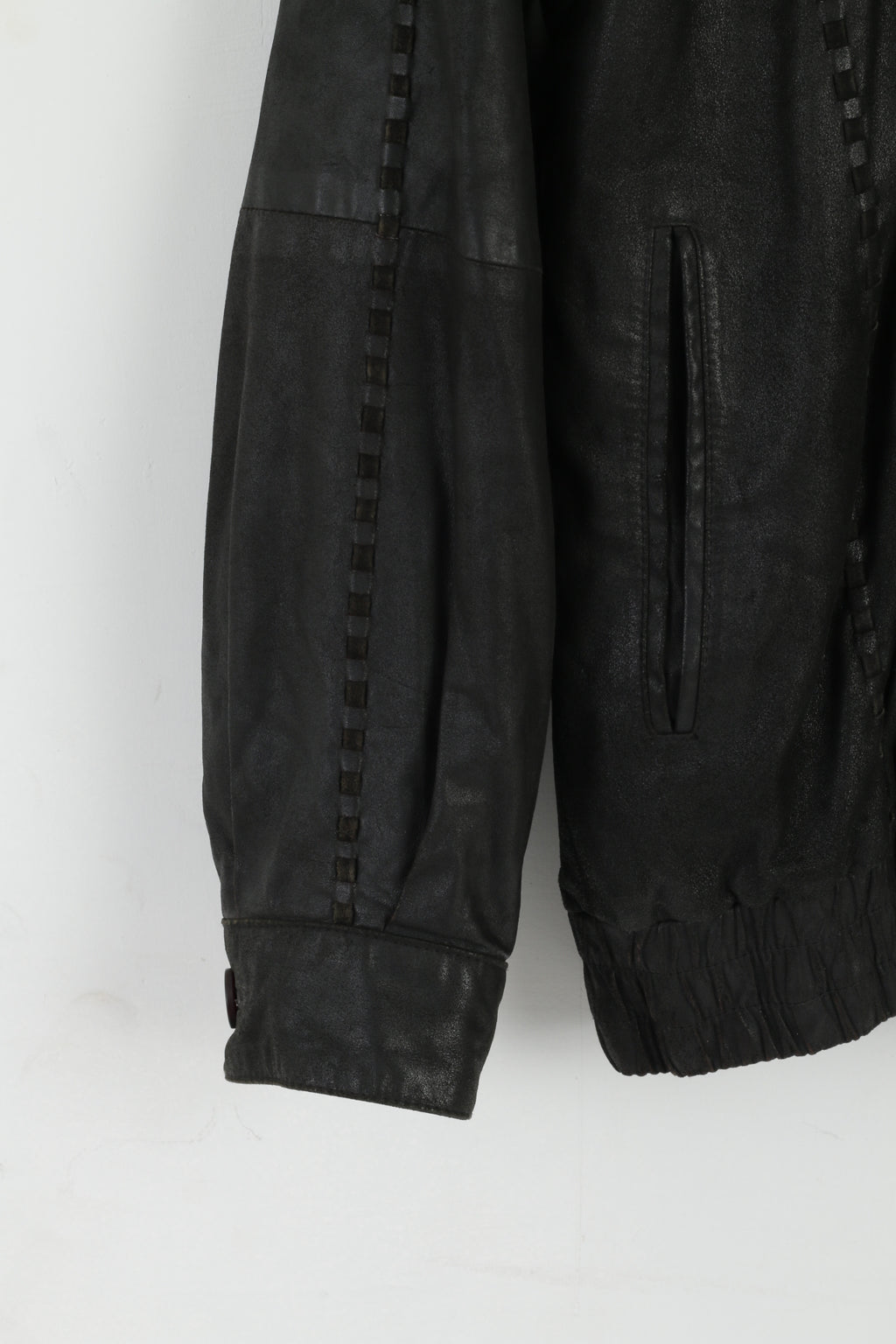 Leather Clothes By R&G Men 46 S Jacket Black Leather Detailed Shiny Aztec Bomber Top