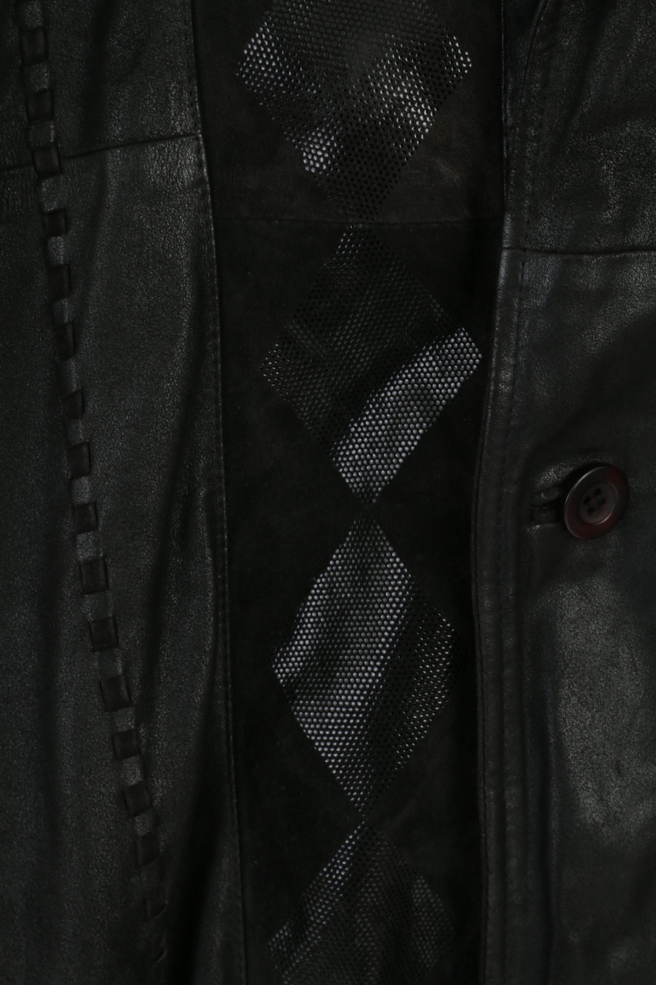 Leather Clothes By R&G Men 46 S Jacket Black Leather Detailed Shiny Aztec Bomber Top