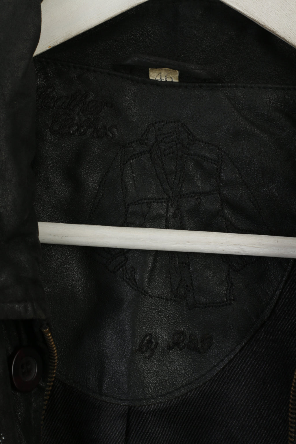 Leather Clothes By R&G Men 46 S Jacket Black Leather Detailed Shiny Aztec Bomber Top