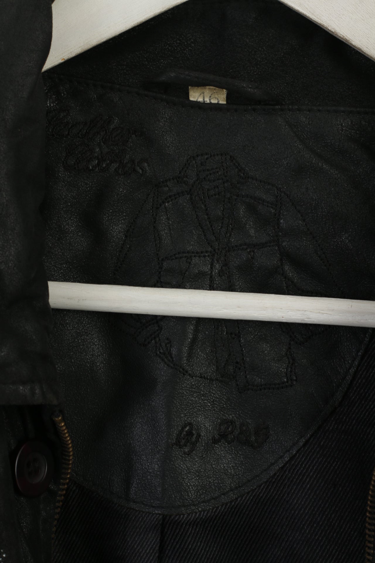 Leather Clothes By R&G Men 46 S Jacket Black Leather Detailed Shiny Aztec Bomber Top