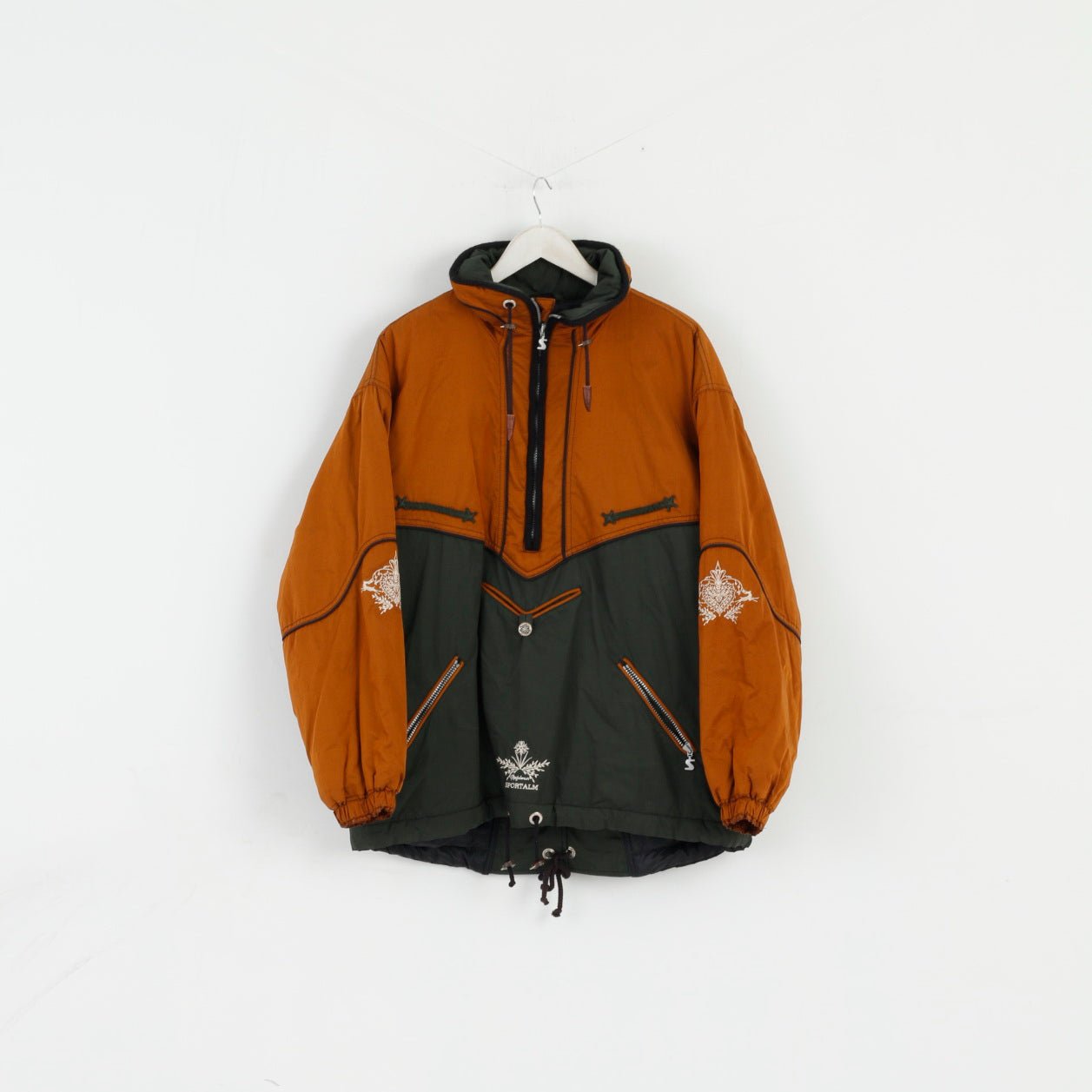 Sportalm Kitzbuhel Womens 42 XL Jacket Gold Green Tyrol Folk Pullover Ski Top