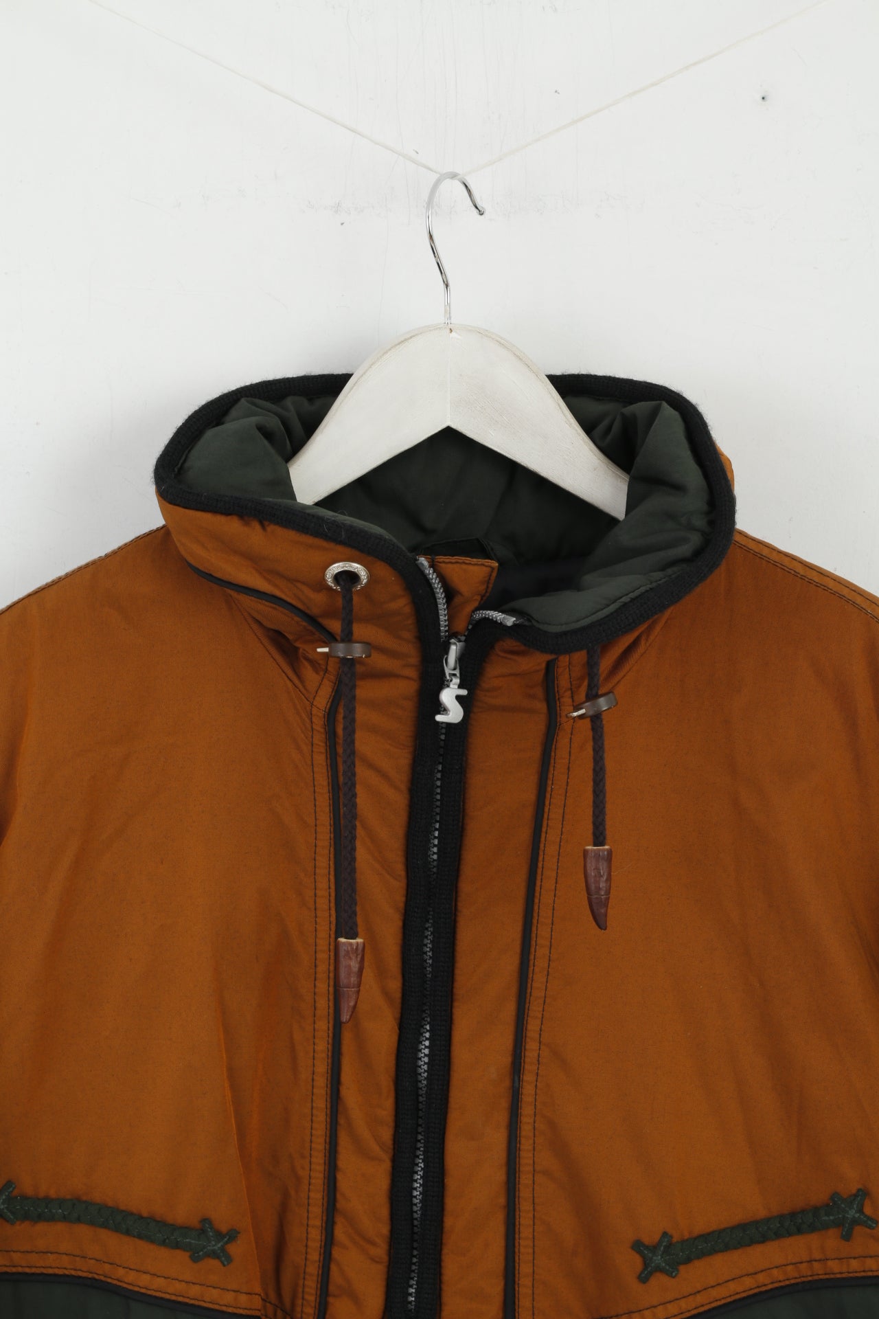 Sportalm Kitzbuhel Womens 42 XL Jacket Gold Green Tyrol Folk Pullover Ski Top