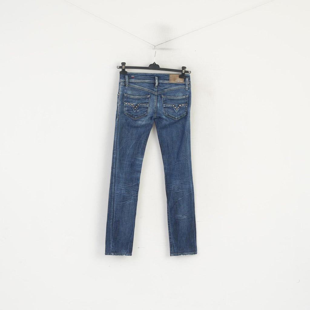 Diesel Women 25 Jeans Trousers Blue Denim Matic Wash Long Stretch Pants