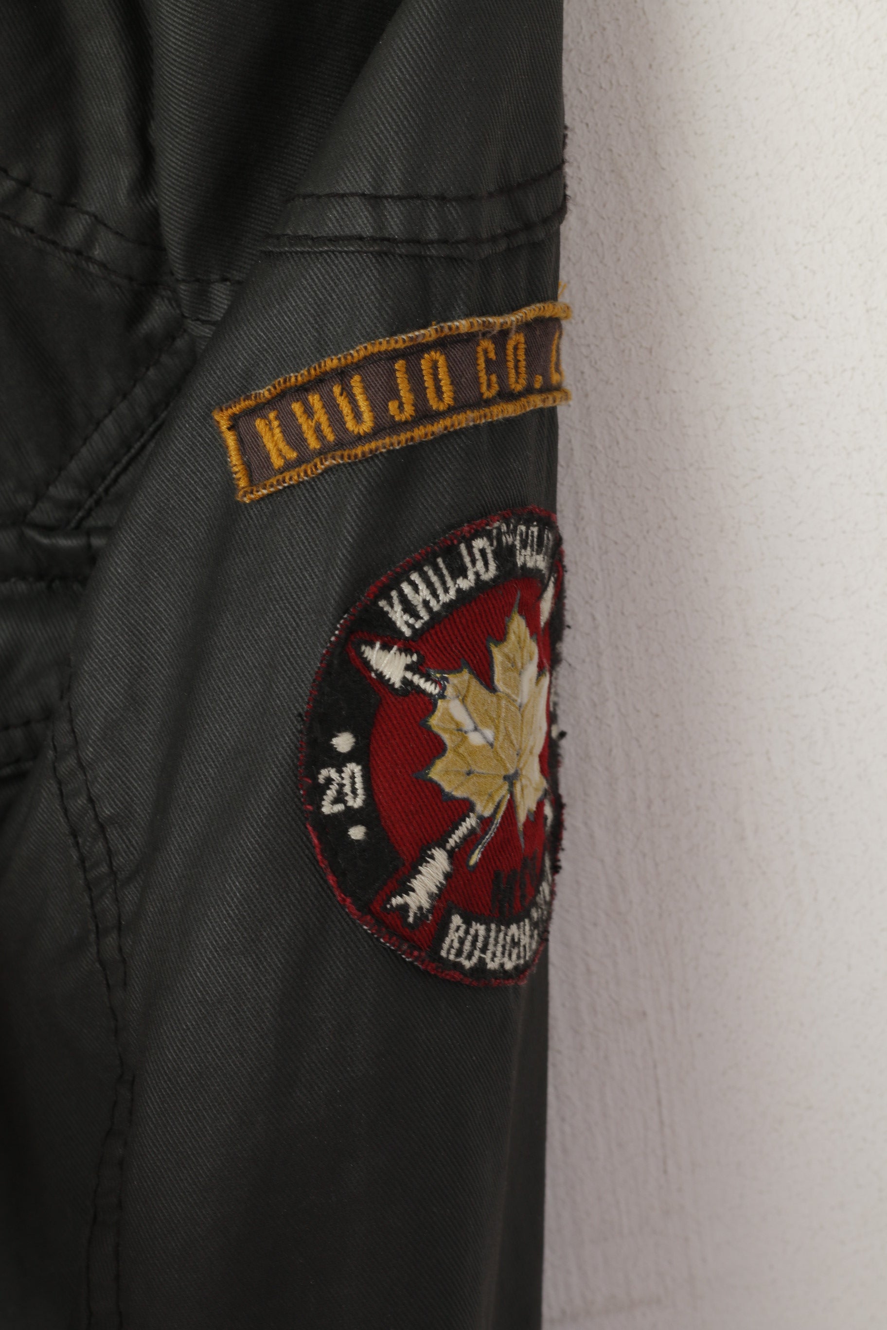 Giacca Khujo da donna M (S) in cotone cerato nero Top classico con cintura lucida con cerniera intera