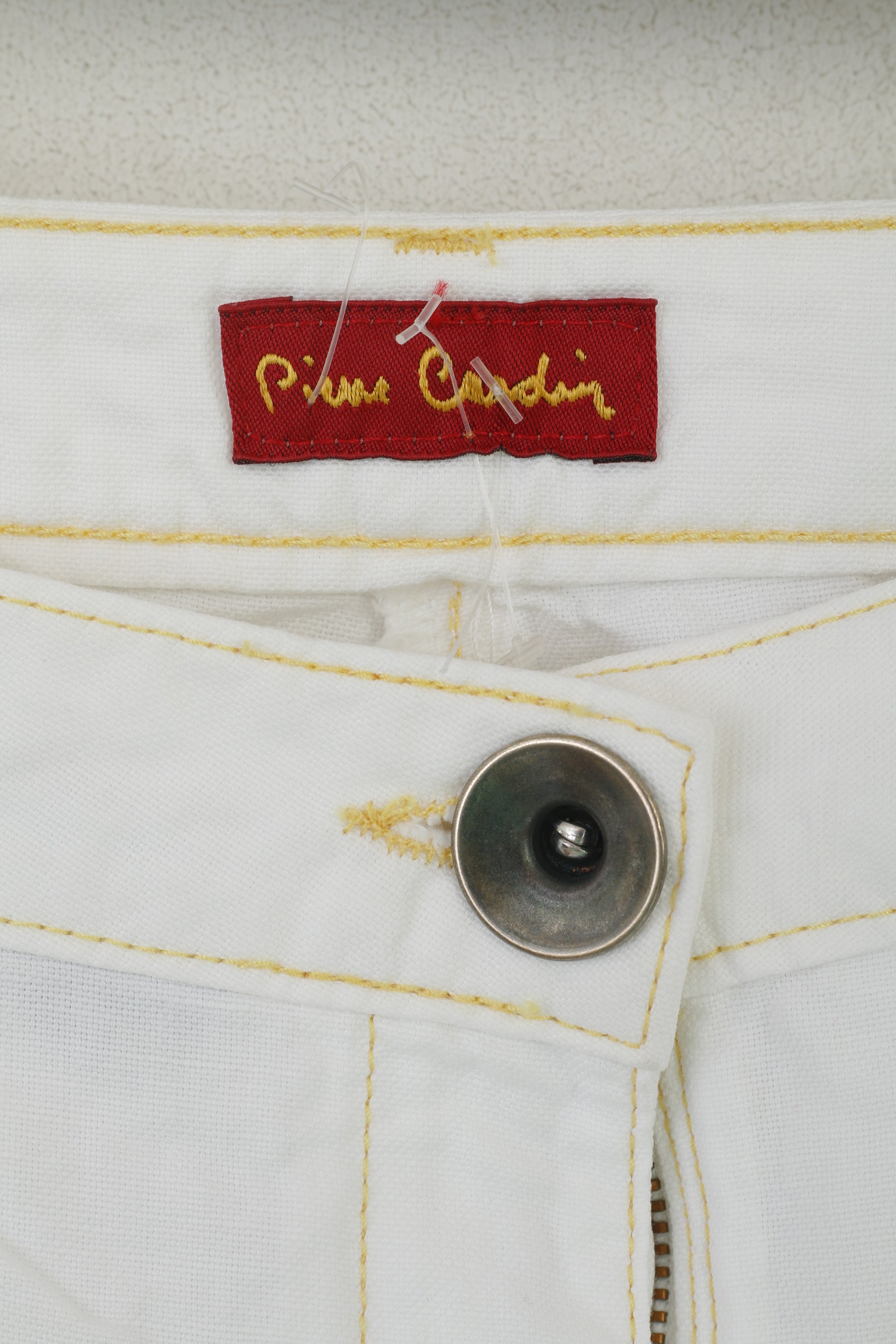 New Pierre Cardin Women 38 M Capri Trousers White Cinfy Cotton Linen Cropped Pants