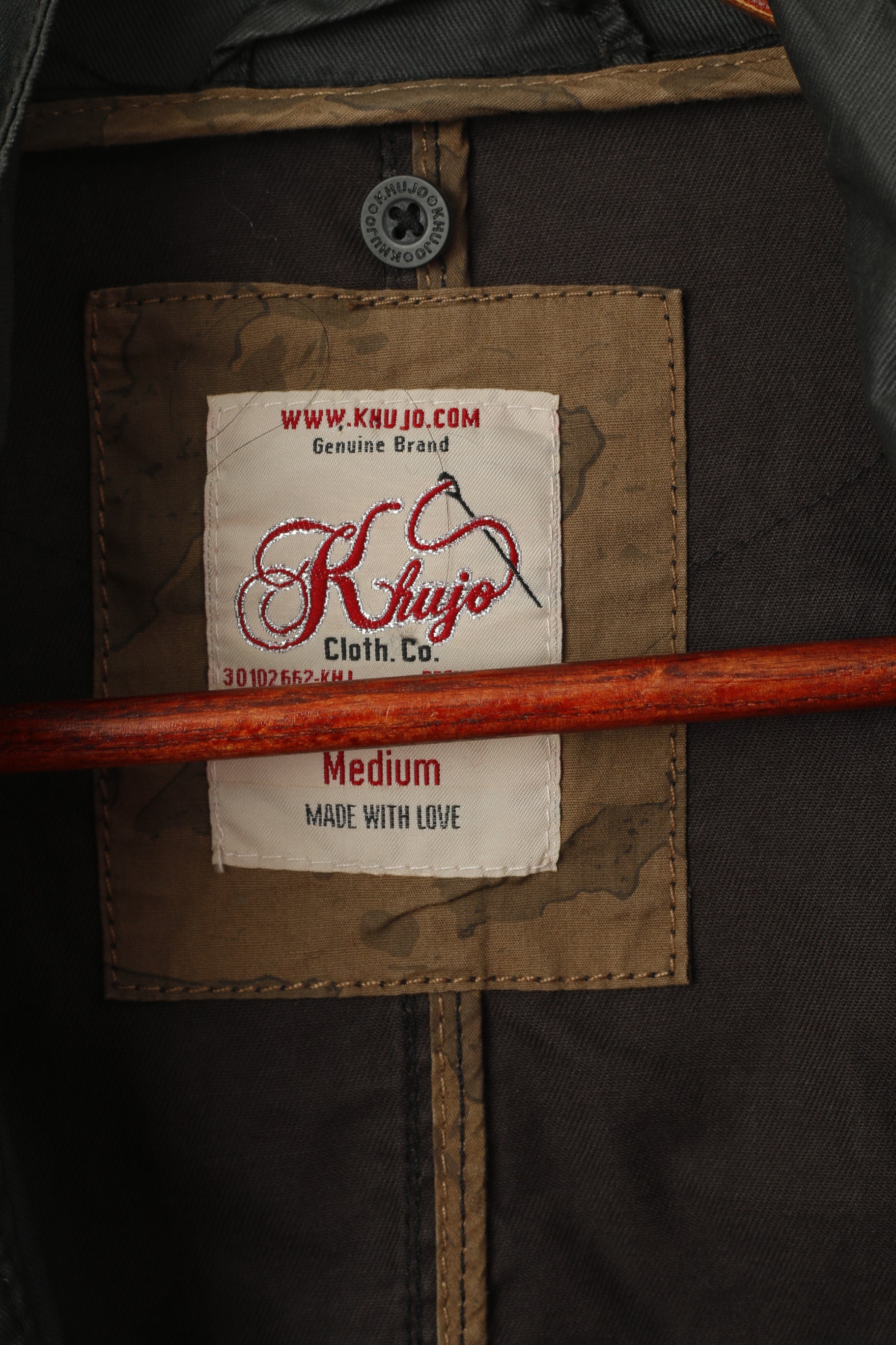 Giacca Khujo da donna M (S) in cotone cerato nero Top classico con cintura lucida con cerniera intera