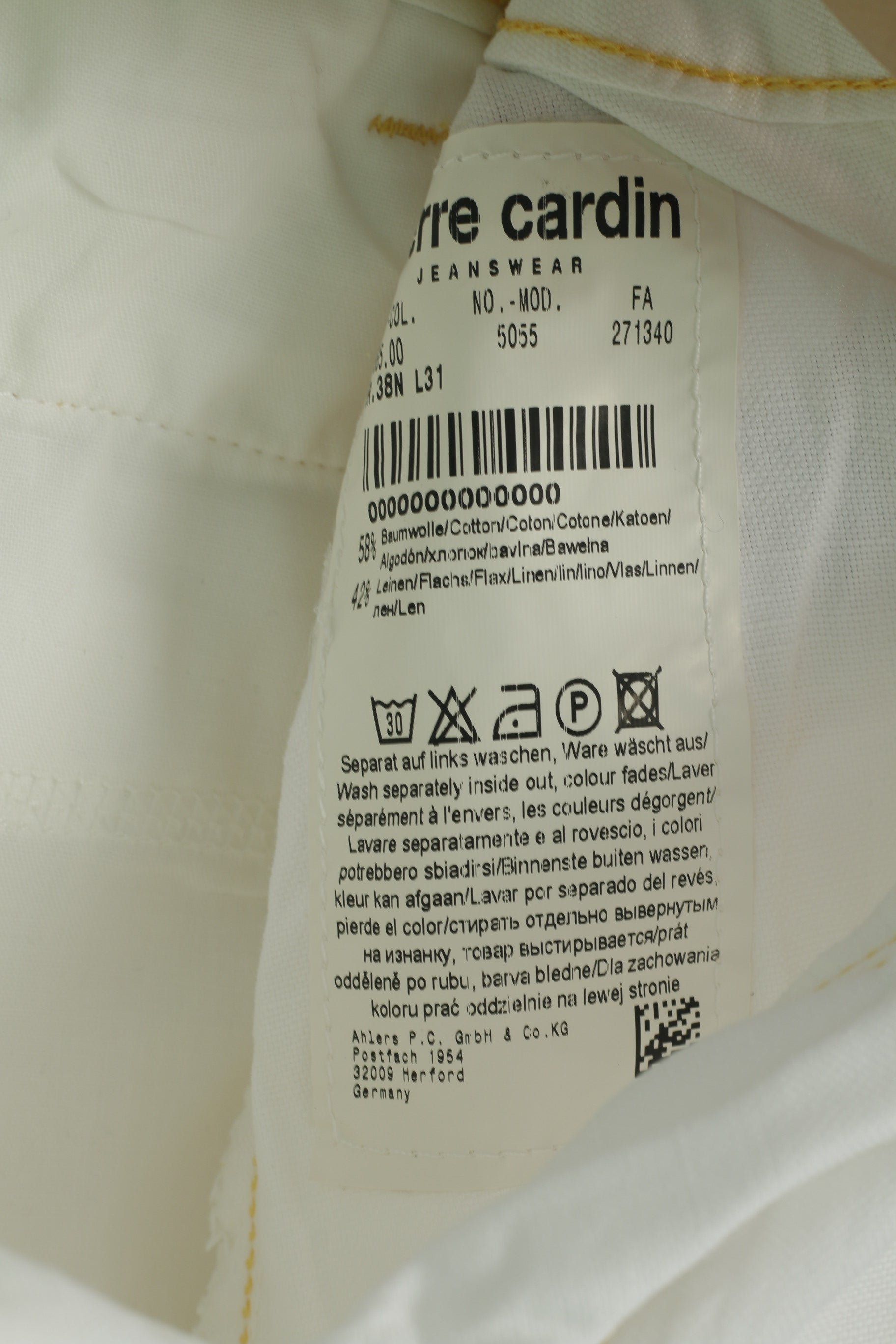 New Pierre Cardin Women 38 M Capri Trousers White Cinfy Cotton Linen Cropped Pants