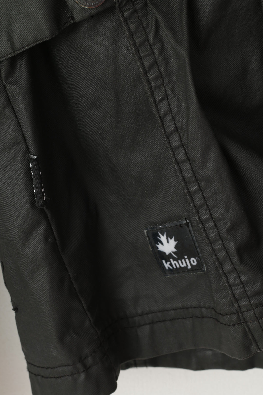 Giacca Khujo da donna M (S) in cotone cerato nero Top classico con cintura lucida con cerniera intera
