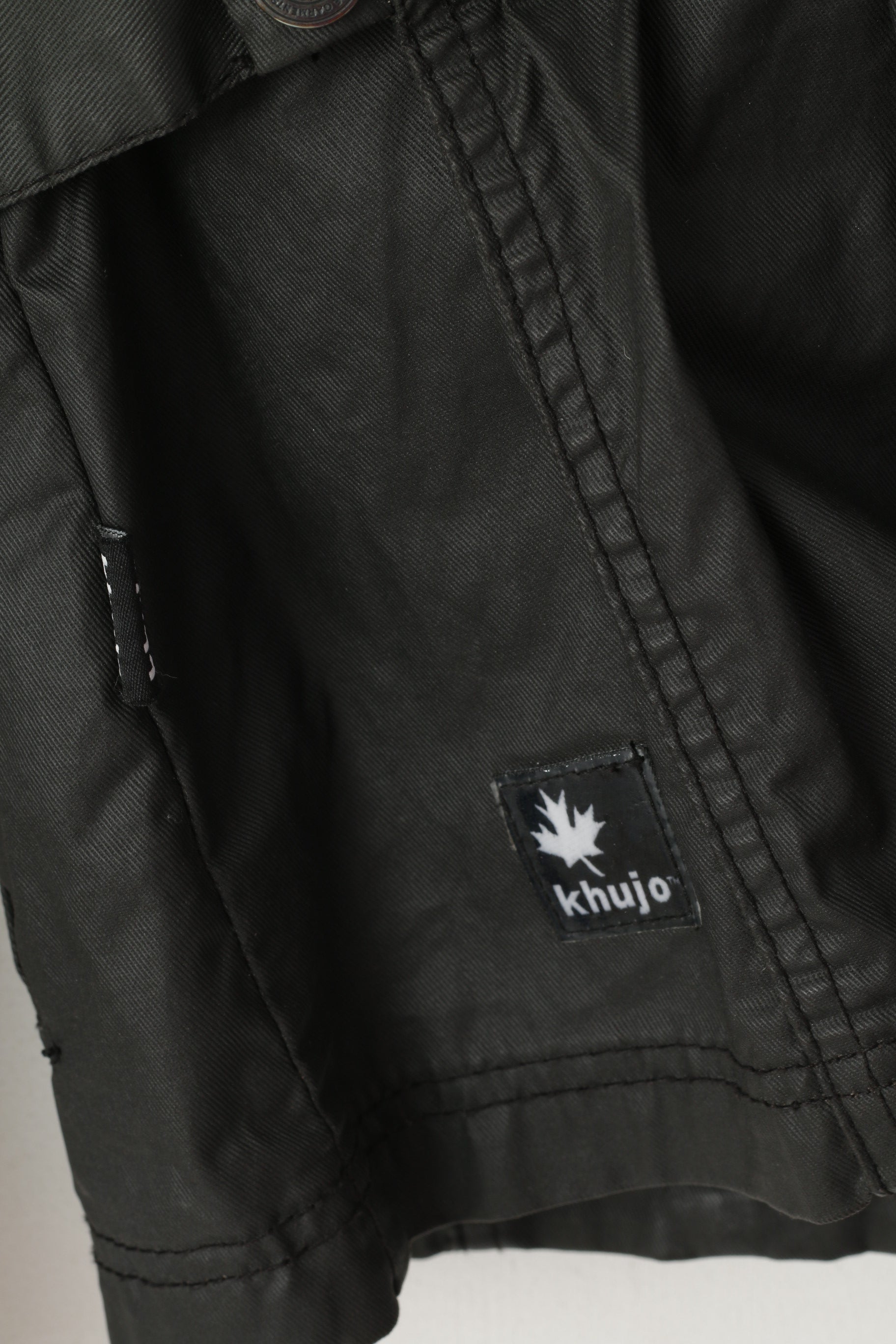 Giacca Khujo da donna M (S) in cotone cerato nero Top classico con cintura lucida con cerniera intera