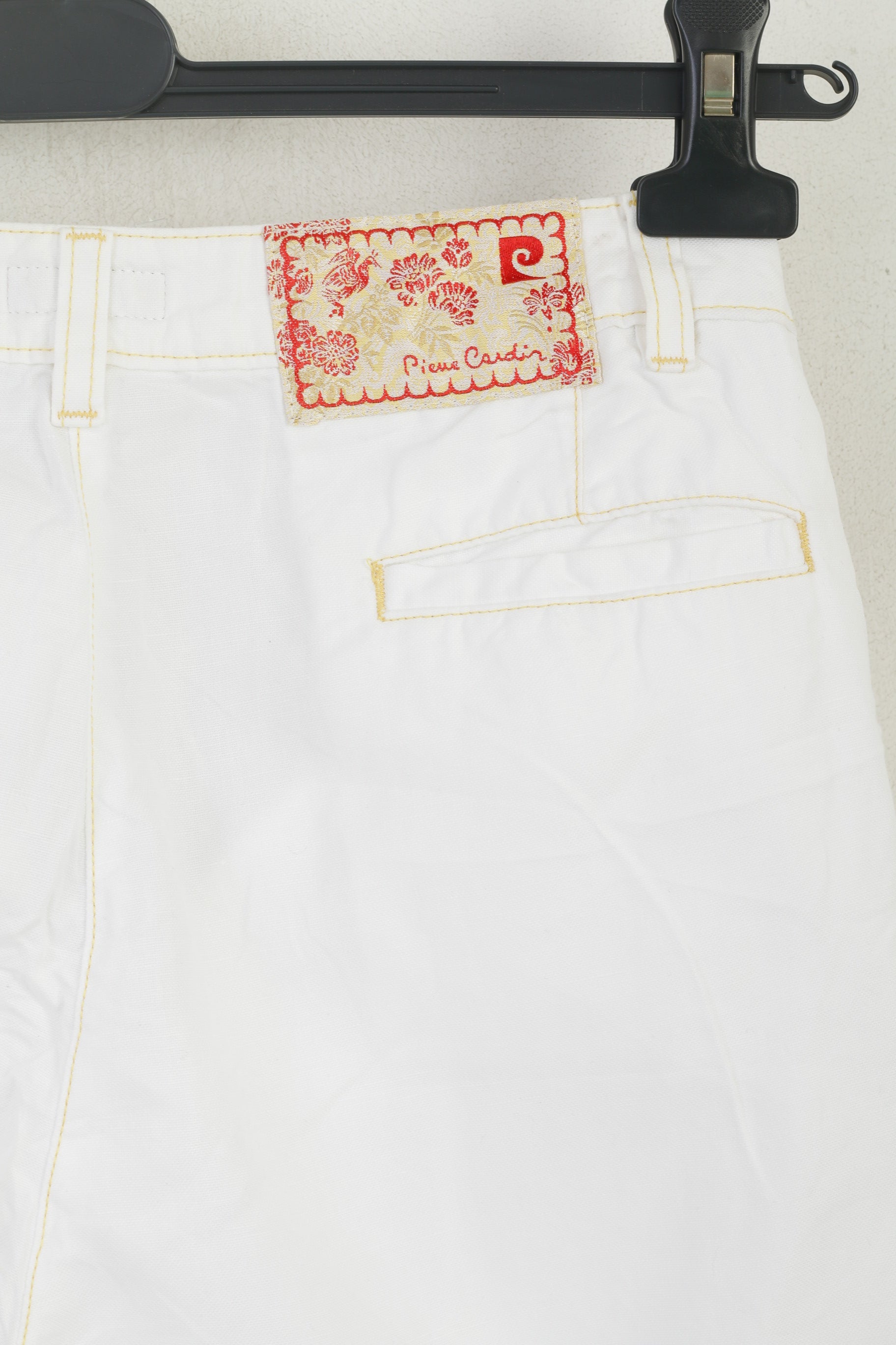 New Pierre Cardin Women 38 M Capri Trousers White Cinfy Cotton Linen Cropped Pants